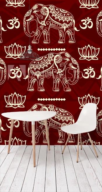 Image de Seamless pattern with decorated elephants